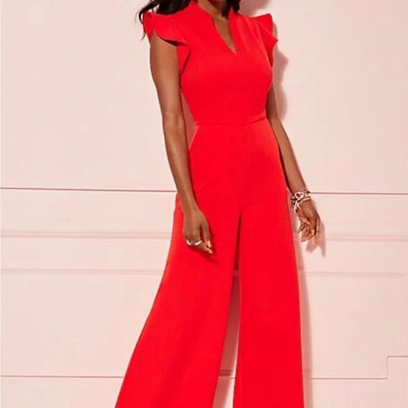 New York & Company Vibrant Red Jumpsuit - Picture 1 of 1